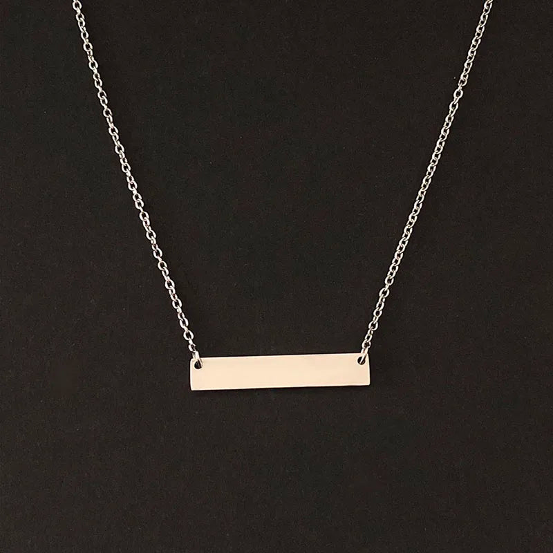 Name Engraving Personalized Square Bar Custom Name Necklace Stainless Steel Pendant Necklace Gold 3 Colors Women/Men Custom Gift