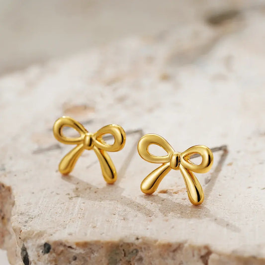 18K Gold Plated Bowknot Stud Earrings