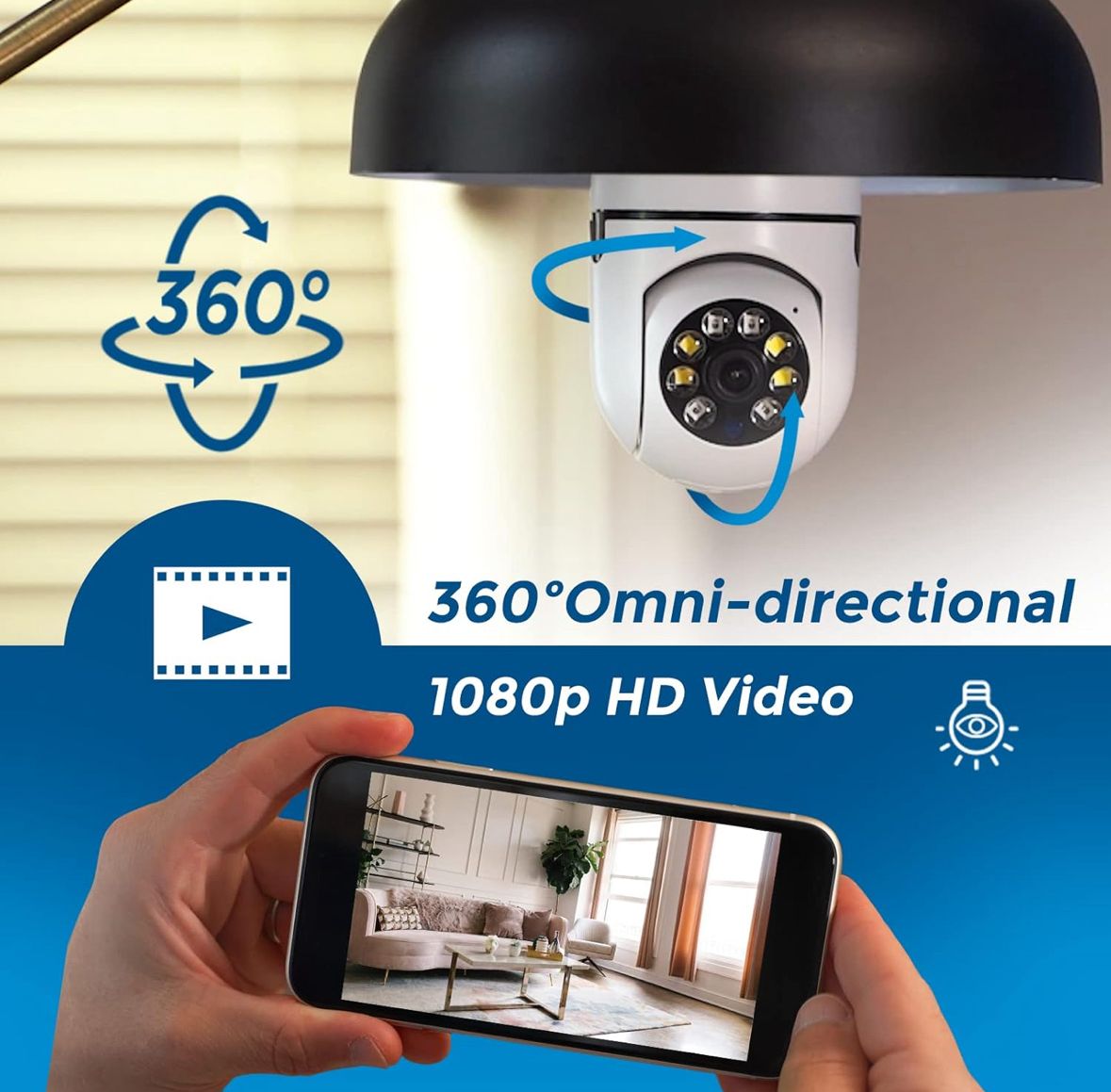Cámara de seguridad HD inteligente con movimiento 360°