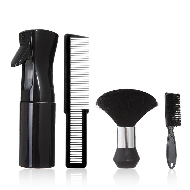 4pcs Professional Barbershop Tools Spray Bottle Comb Nylon Bristle Beard Brush Hair Cleaning Brush Salon Styling Accessories