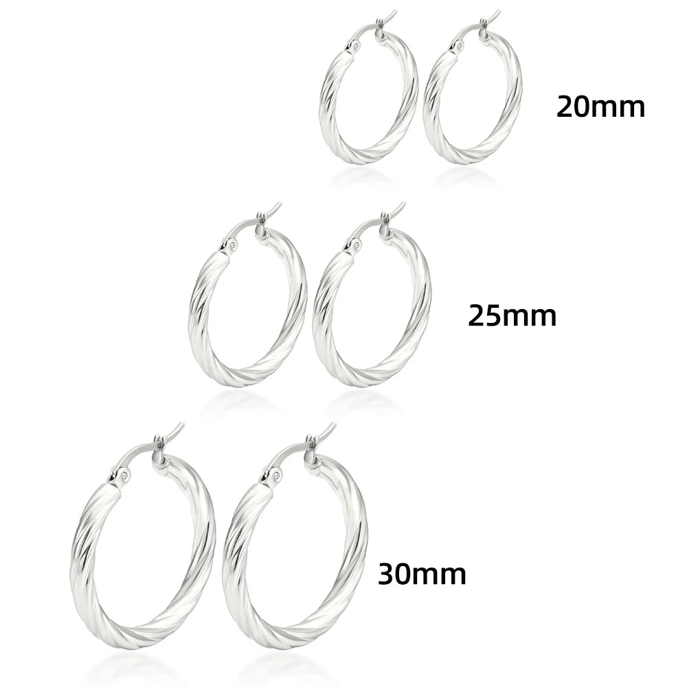 3pair Vintage Twisted Hoop Earrings for Women Gold Plated Stainless Steel Twist Ear Buckle Stackable Circle Hoops Party Jewelry