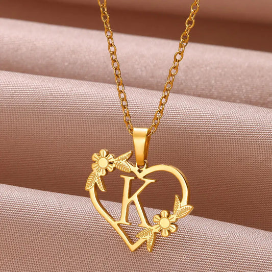 Initial Letter Stainless Steel Pendant Necklace for Women Fashion Gold Color Chain A-Z Alphabet Clavicle Necklaces Jewelry Gift