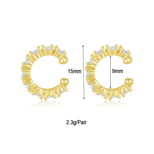 CRMYA Gold-plated Hoop Clip Earrings For Women Punk Style Cubic Zirconia Big Huggies Earrings Set 2023 Women Jewelry Wholesale