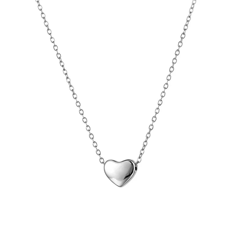 925 Sterling Silver Plated 14K Gold Necklace Women's Simple Elegant Classic Heart-shaped Pendant