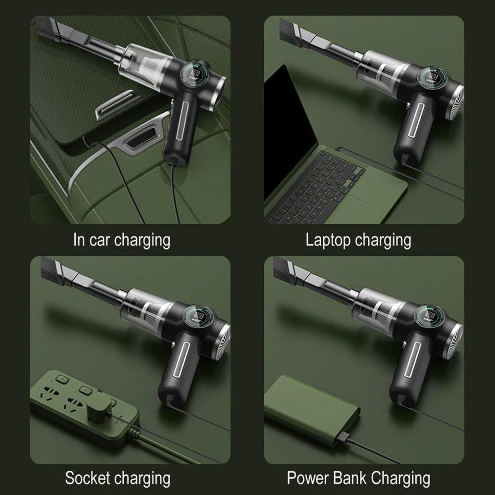 29000Pa Mini Wireless Vacuum Cleaner 120W Strong Suction Handheld Car Mounted Electric Cleaner with LCD power display & 3 filter