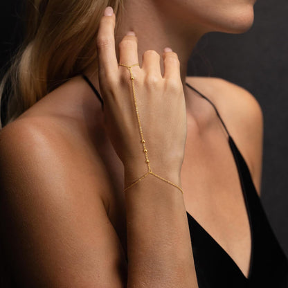 Gold Bracelets for Women, 14K Gold Plated/Silver Hand Chain Bracelet for Women Trendy Finger Ring Bracelet Hand Chain Dainty Adjustable Hand Chain Jewelry Gifts for Women