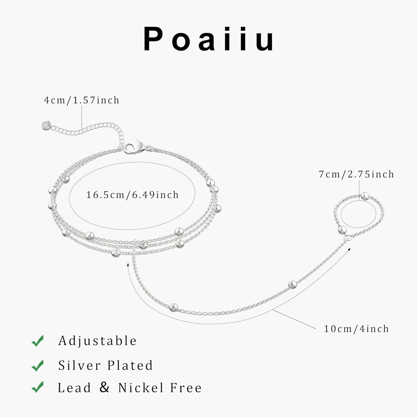 Gold Bracelets for Women, 14K Gold Plated/Silver Hand Chain Bracelet for Women Trendy Finger Ring Bracelet Hand Chain Dainty Adjustable Hand Chain Jewelry Gifts for Women