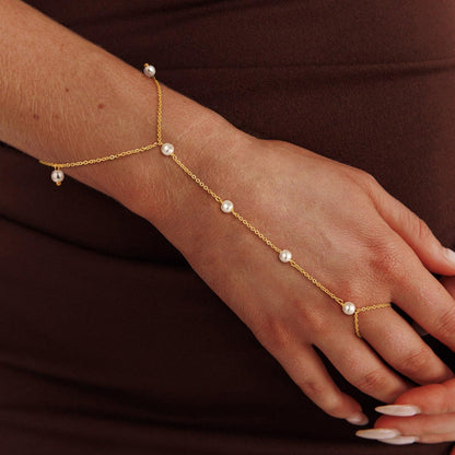 Gold Bracelets for Women, 14K Gold Plated/Silver Hand Chain Bracelet for Women Trendy Finger Ring Bracelet Hand Chain Dainty Adjustable Hand Chain Jewelry Gifts for Women