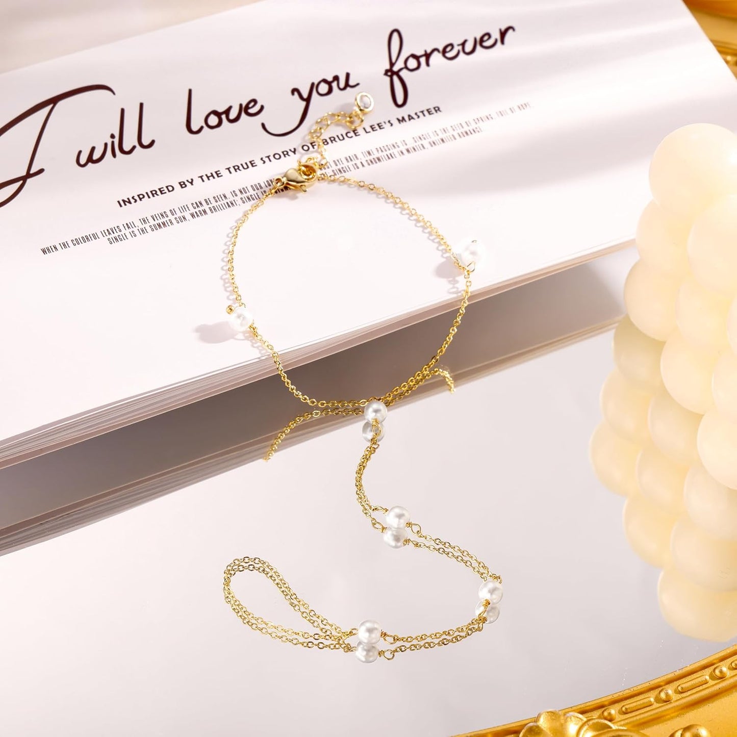 Gold Bracelets for Women, 14K Gold Plated/Silver Hand Chain Bracelet for Women Trendy Finger Ring Bracelet Hand Chain Dainty Adjustable Hand Chain Jewelry Gifts for Women