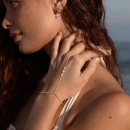 Gold Bracelets for Women, 14K Gold Plated/Silver Hand Chain Bracelet for Women Trendy Finger Ring Bracelet Hand Chain Dainty Adjustable Hand Chain Jewelry Gifts for Women