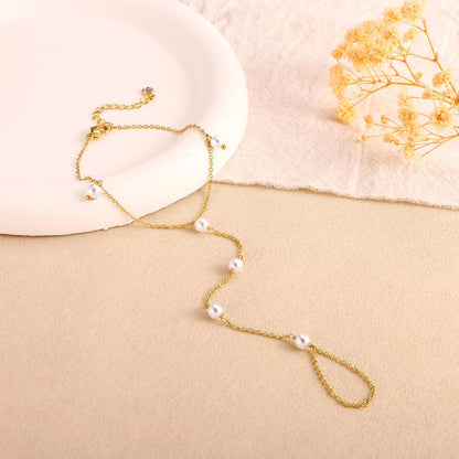 Gold Bracelets for Women, 14K Gold Plated/Silver Hand Chain Bracelet for Women Trendy Finger Ring Bracelet Hand Chain Dainty Adjustable Hand Chain Jewelry Gifts for Women