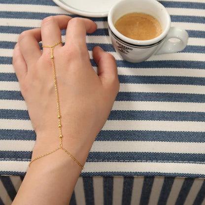 Gold Bracelets for Women, 14K Gold Plated/Silver Hand Chain Bracelet for Women Trendy Finger Ring Bracelet Hand Chain Dainty Adjustable Hand Chain Jewelry Gifts for Women