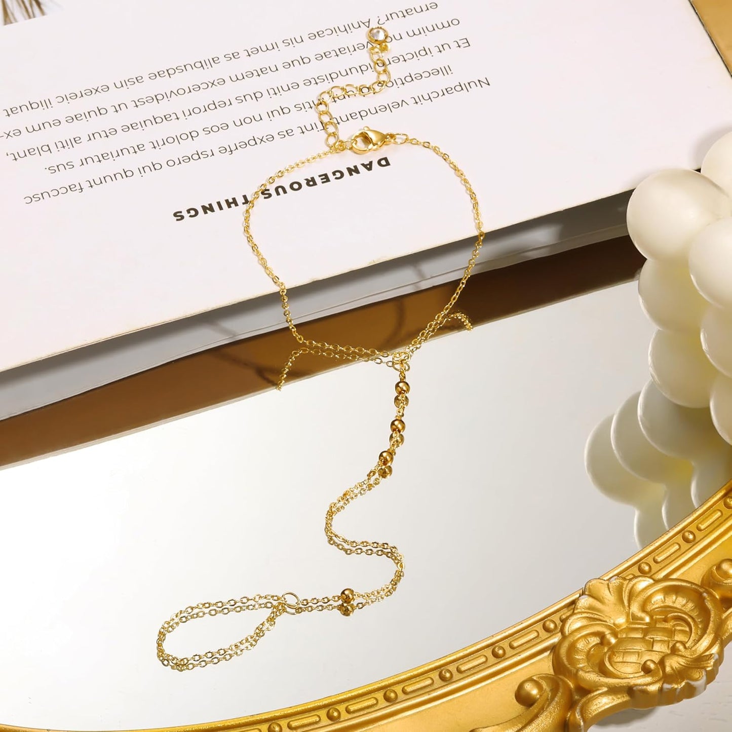 Gold Bracelets for Women, 14K Gold Plated/Silver Hand Chain Bracelet for Women Trendy Finger Ring Bracelet Hand Chain Dainty Adjustable Hand Chain Jewelry Gifts for Women