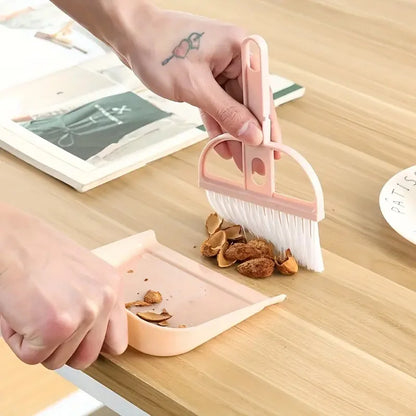 Mini Desktop Sweeper Set - Portable Dustpan & Brush for Cars, Keyboards, Beds, Lint, Hair, Compact & Lightweight