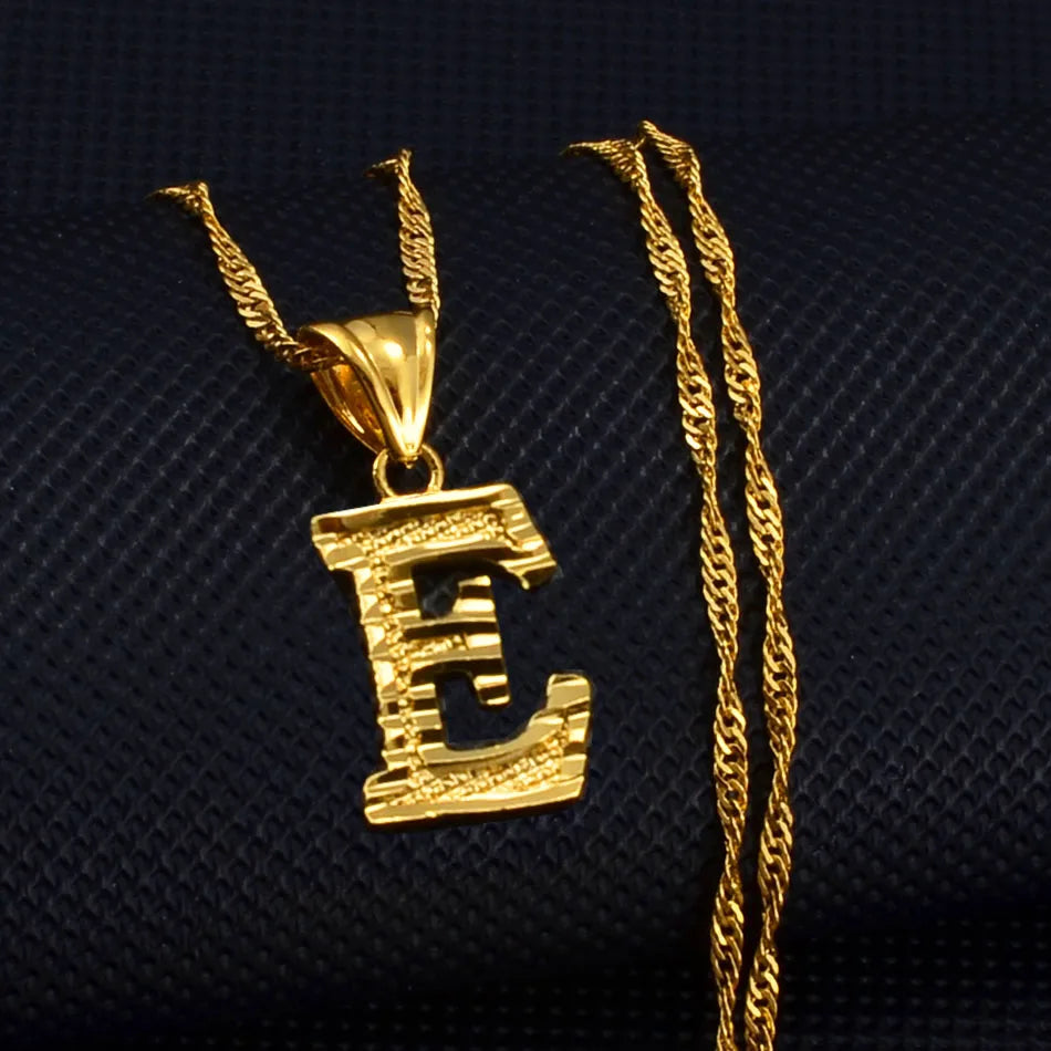 Anniyo A-Z Small Letters Necklaces Women/Girl Gold Color Initial Pendant Thin Chain English Letter Jewelry Alphabet  #058002