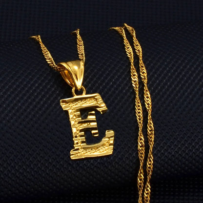 Anniyo A-Z Small Letters Necklaces Women/Girl Gold Color Initial Pendant Thin Chain English Letter Jewelry Alphabet  #058002