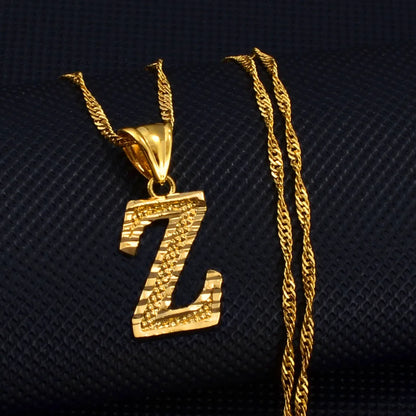 Anniyo A-Z Small Letters Necklaces Women/Girl Gold Color Initial Pendant Thin Chain English Letter Jewelry Alphabet  #058002