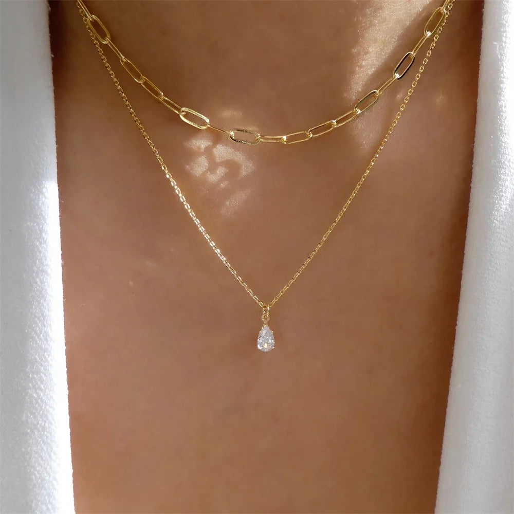 Bls-miracle Boho Fashion Gold Color Heart-Shaped Necklace For Women Trendy Multi-Layer Pendant Necklaces Set Jewelry Gifts