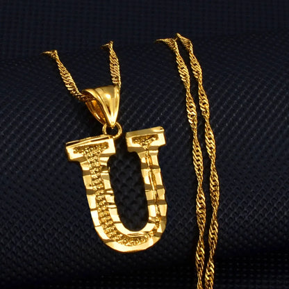 Anniyo A-Z Small Letters Necklaces Women/Girl Gold Color Initial Pendant Thin Chain English Letter Jewelry Alphabet  #058002