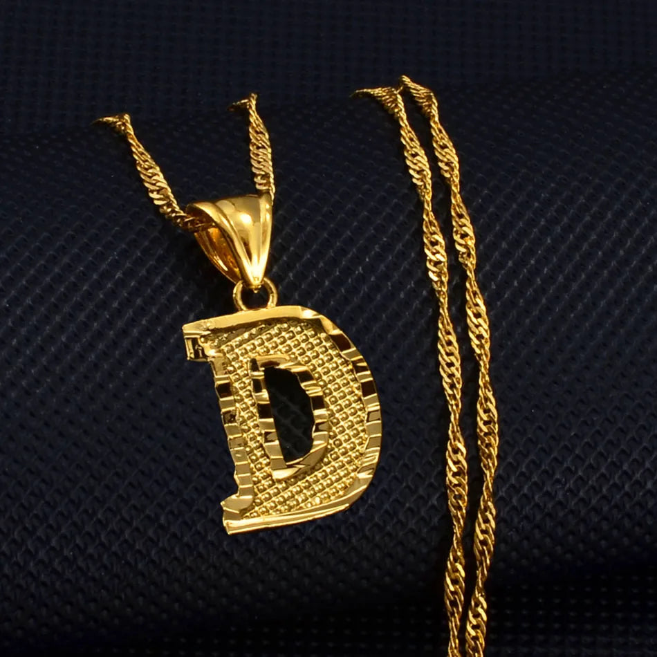 Anniyo A-Z Small Letters Necklaces Women/Girl Gold Color Initial Pendant Thin Chain English Letter Jewelry Alphabet  #058002