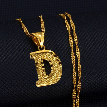 Anniyo A-Z Small Letters Necklaces Women/Girl Gold Color Initial Pendant Thin Chain English Letter Jewelry Alphabet  #058002