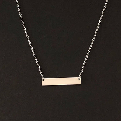 Name Engraving Personalized Square Bar Custom Name Necklace Stainless Steel Pendant Necklace Gold 3 Colors Women/Men Custom Gift