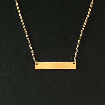 Name Engraving Personalized Square Bar Custom Name Necklace Stainless Steel Pendant Necklace Gold 3 Colors Women/Men Custom Gift