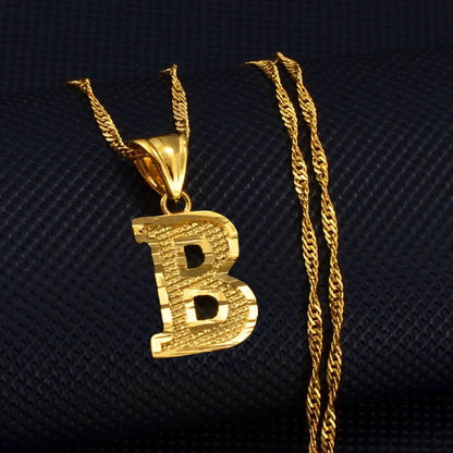 Anniyo A-Z Small Letters Necklaces Women/Girl Gold Color Initial Pendant Thin Chain English Letter Jewelry Alphabet  #058002