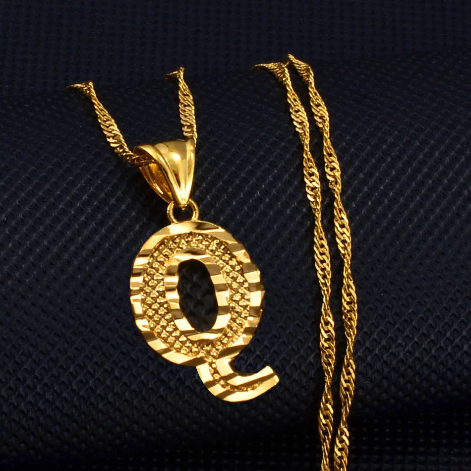 Anniyo A-Z Small Letters Necklaces Women/Girl Gold Color Initial Pendant Thin Chain English Letter Jewelry Alphabet  #058002