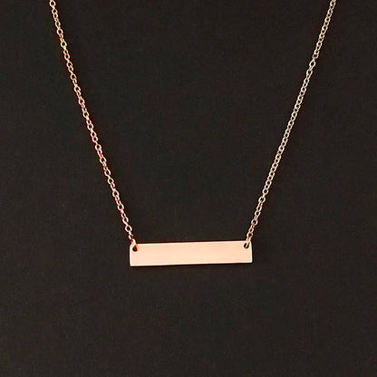 Name Engraving Personalized Square Bar Custom Name Necklace Stainless Steel Pendant Necklace Gold 3 Colors Women/Men Custom Gift