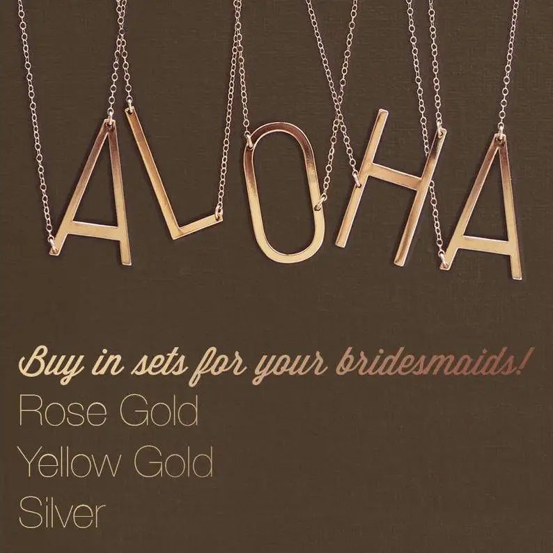 Large Initial Necklace 100% Stainless Steel Jewelry Big Letter Necklace A-Z Gold Color Necklace Monogram Necklace Gifts