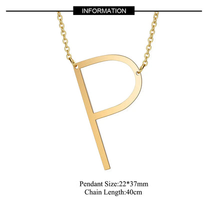Large Initial Necklace 100% Stainless Steel Jewelry Big Letter Necklace A-Z Gold Color Necklace Monogram Necklace Gifts