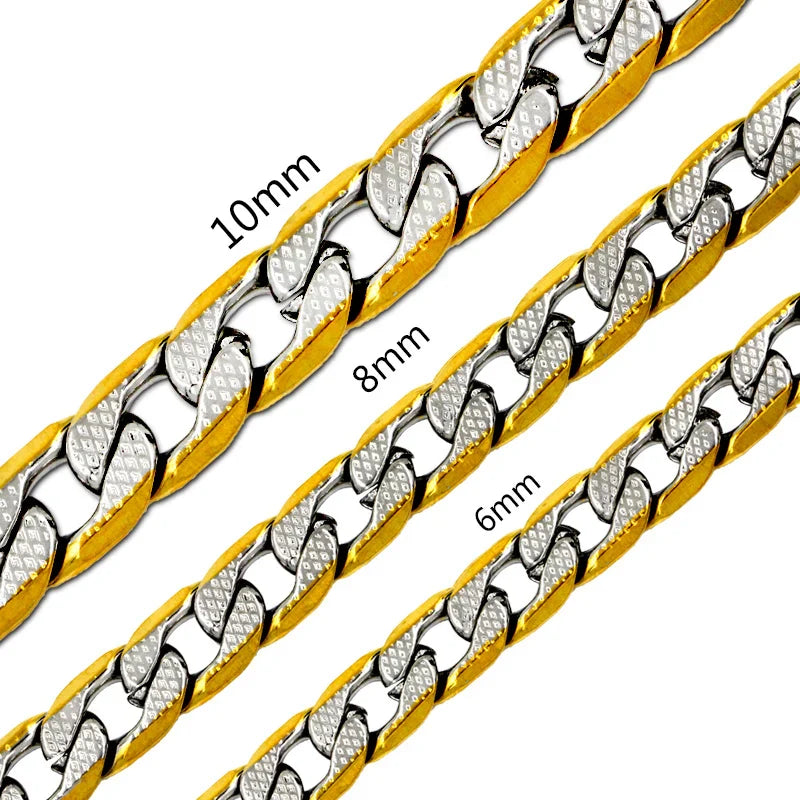 Luxurious Gold Plated Curb Link Cuban Chain Necklace for Men & Women