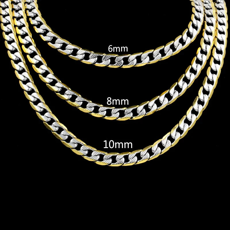 Luxurious Gold Plated Curb Link Cuban Chain Necklace for Men & Women
