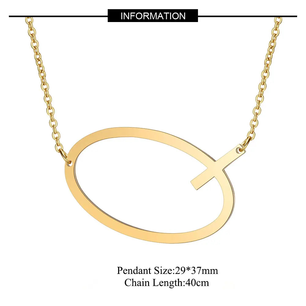 Large Initial Necklace 100% Stainless Steel Jewelry Big Letter Necklace A-Z Gold Color Necklace Monogram Necklace Gifts