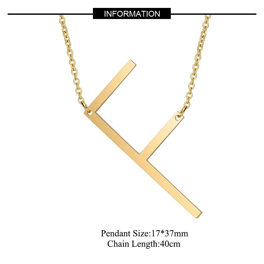 Large Initial Necklace 100% Stainless Steel Jewelry Big Letter Necklace A-Z Gold Color Necklace Monogram Necklace Gifts