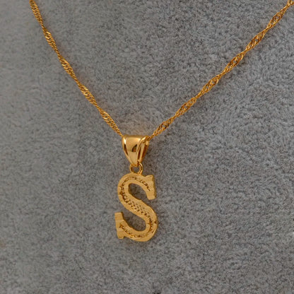 Anniyo A-Z Small Letters Necklaces Women/Girl Gold Color Initial Pendant Thin Chain English Letter Jewelry Alphabet  #058002
