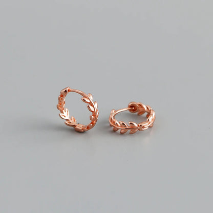 WANTME 925 Sterling Silver Minimalist 18k Gold Plated Leaf Stud Earrings for Women Charm Teen Party Jewelry Ear Buckle Female