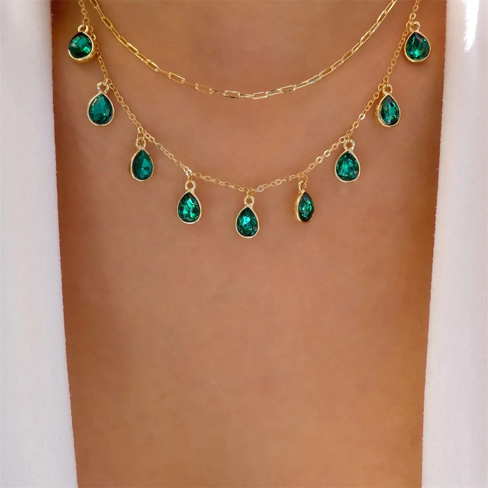 Bls-miracle Boho Fashion Gold Color Heart-Shaped Necklace For Women Trendy Multi-Layer Pendant Necklaces Set Jewelry Gifts