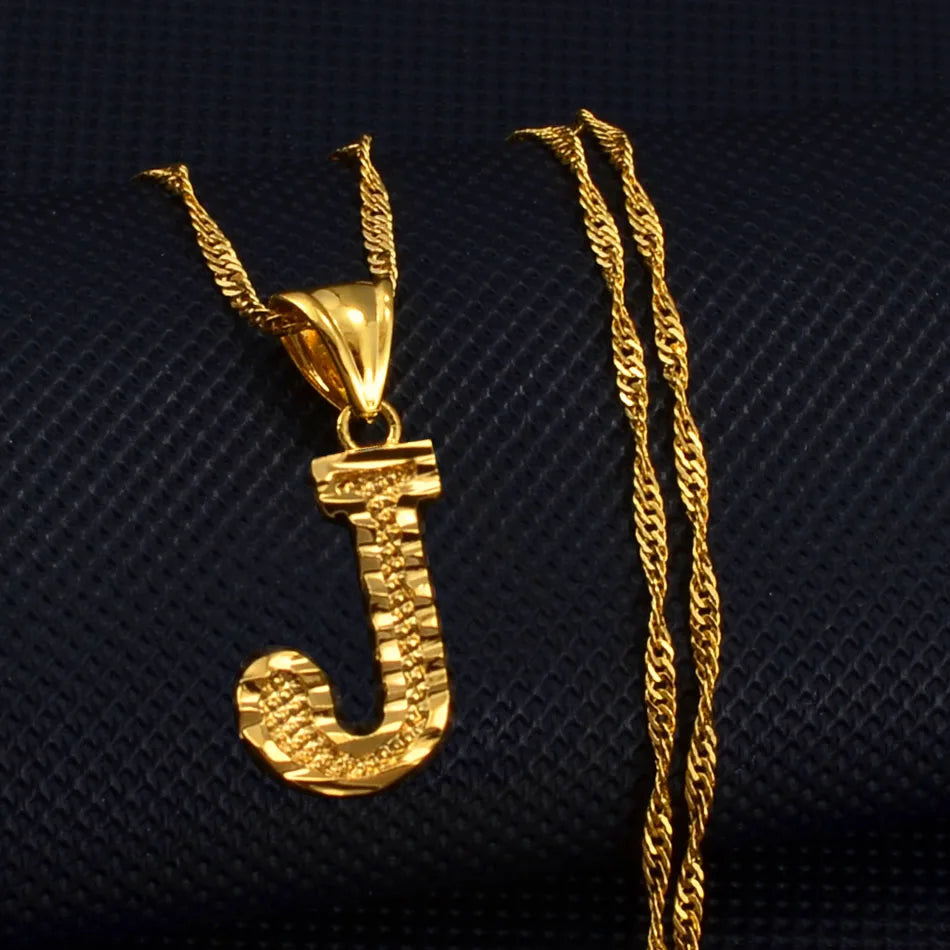 Anniyo A-Z Small Letters Necklaces Women/Girl Gold Color Initial Pendant Thin Chain English Letter Jewelry Alphabet  #058002