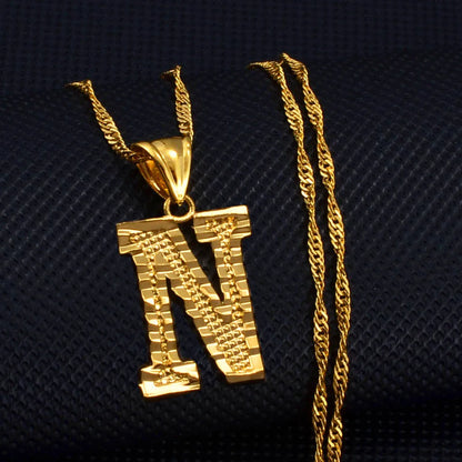 Anniyo A-Z Small Letters Necklaces Women/Girl Gold Color Initial Pendant Thin Chain English Letter Jewelry Alphabet  #058002