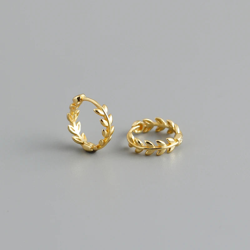 WANTME 925 Sterling Silver Minimalist 18k Gold Plated Leaf Stud Earrings for Women Charm Teen Party Jewelry Ear Buckle Female