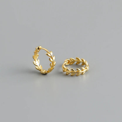 WANTME 925 Sterling Silver Minimalist 18k Gold Plated Leaf Stud Earrings for Women Charm Teen Party Jewelry Ear Buckle Female