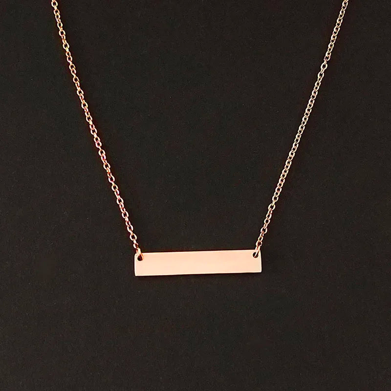 Name Engraving Personalized Square Bar Custom Name Necklace Stainless Steel Pendant Necklace Gold 3 Colors Women/Men Custom Gift