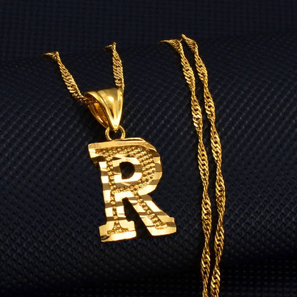 Anniyo A-Z Small Letters Necklaces Women/Girl Gold Color Initial Pendant Thin Chain English Letter Jewelry Alphabet  #058002