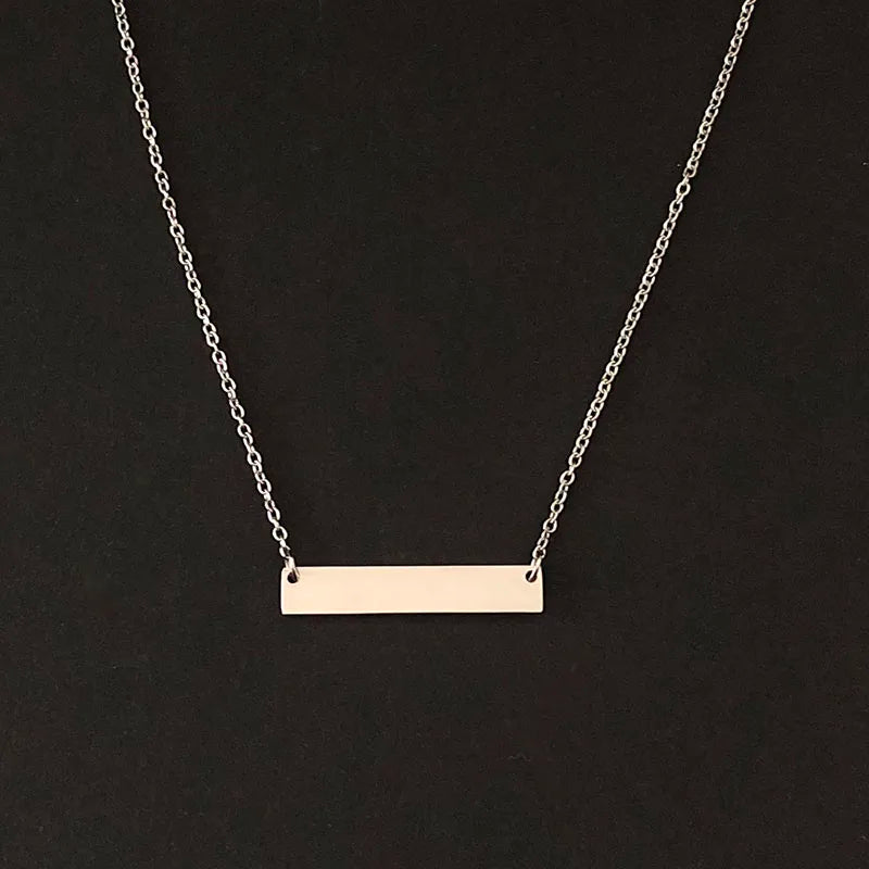 Name Engraving Personalized Square Bar Custom Name Necklace Stainless Steel Pendant Necklace Gold 3 Colors Women/Men Custom Gift