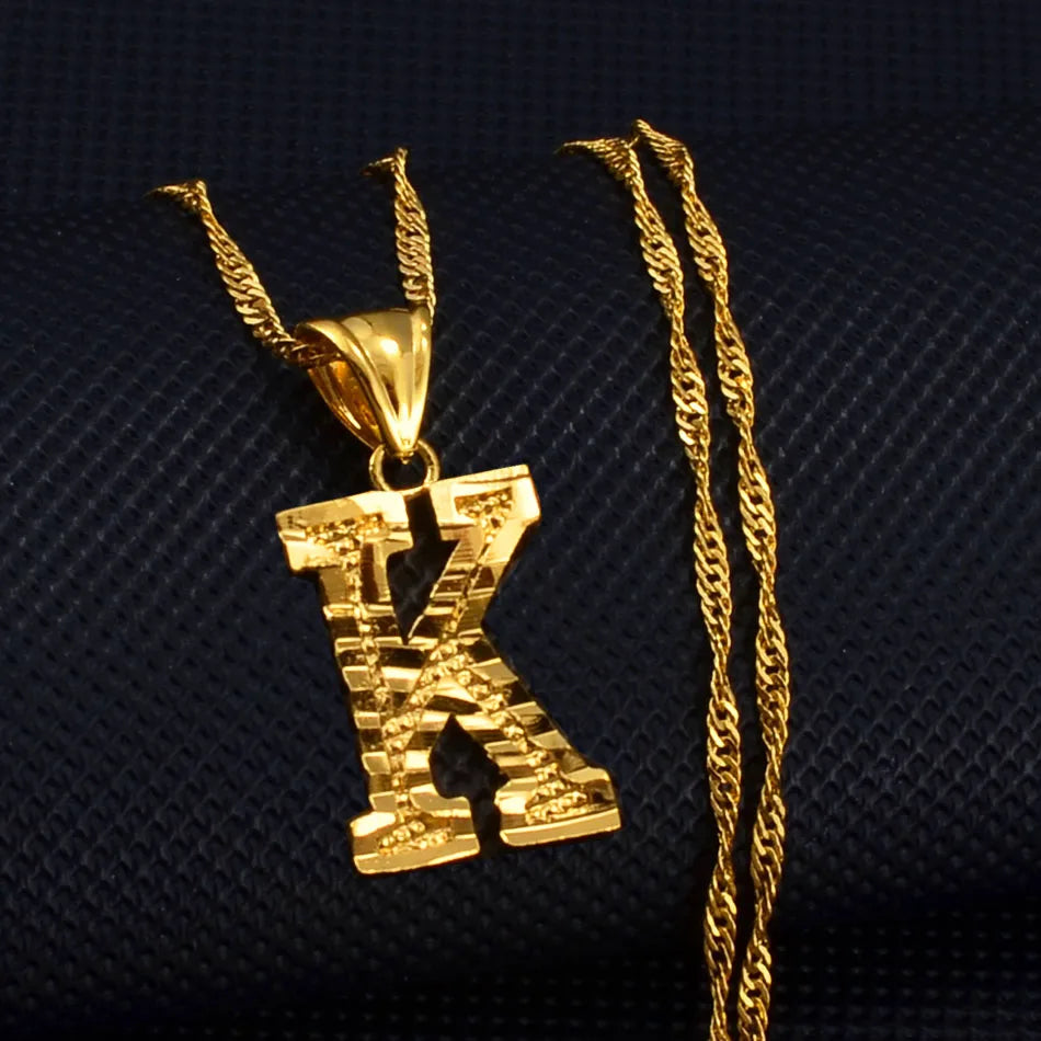 Anniyo A-Z Small Letters Necklaces Women/Girl Gold Color Initial Pendant Thin Chain English Letter Jewelry Alphabet  #058002