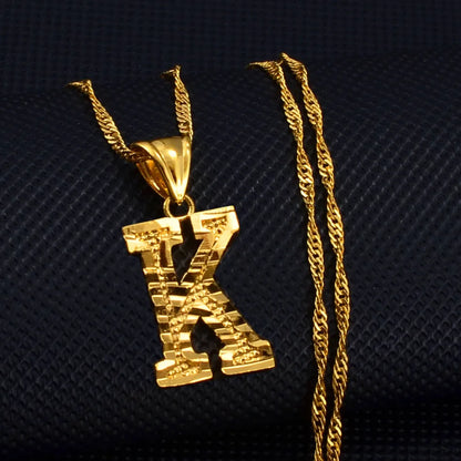 Anniyo A-Z Small Letters Necklaces Women/Girl Gold Color Initial Pendant Thin Chain English Letter Jewelry Alphabet  #058002