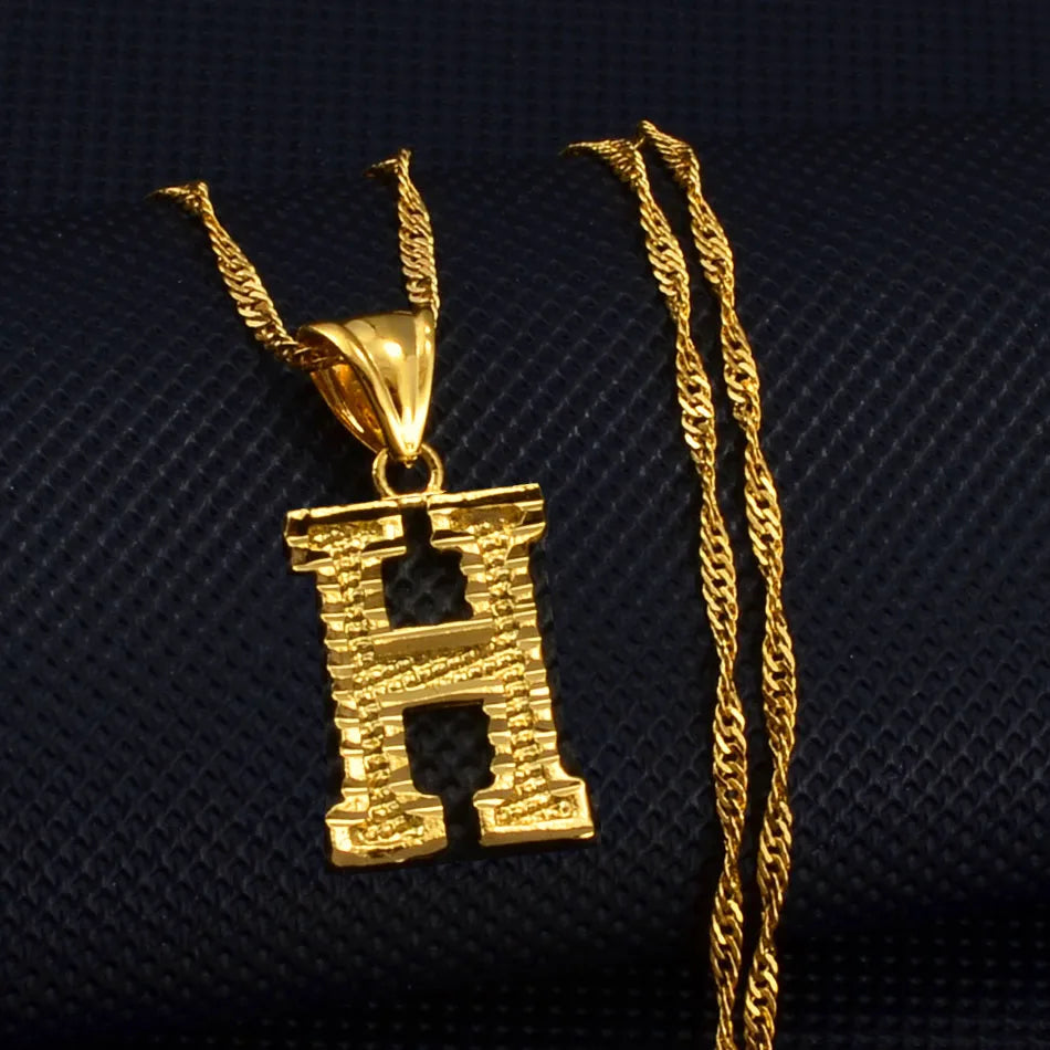 Anniyo A-Z Small Letters Necklaces Women/Girl Gold Color Initial Pendant Thin Chain English Letter Jewelry Alphabet  #058002