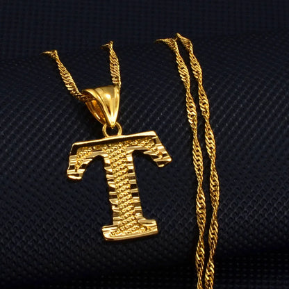 Anniyo A-Z Small Letters Necklaces Women/Girl Gold Color Initial Pendant Thin Chain English Letter Jewelry Alphabet  #058002